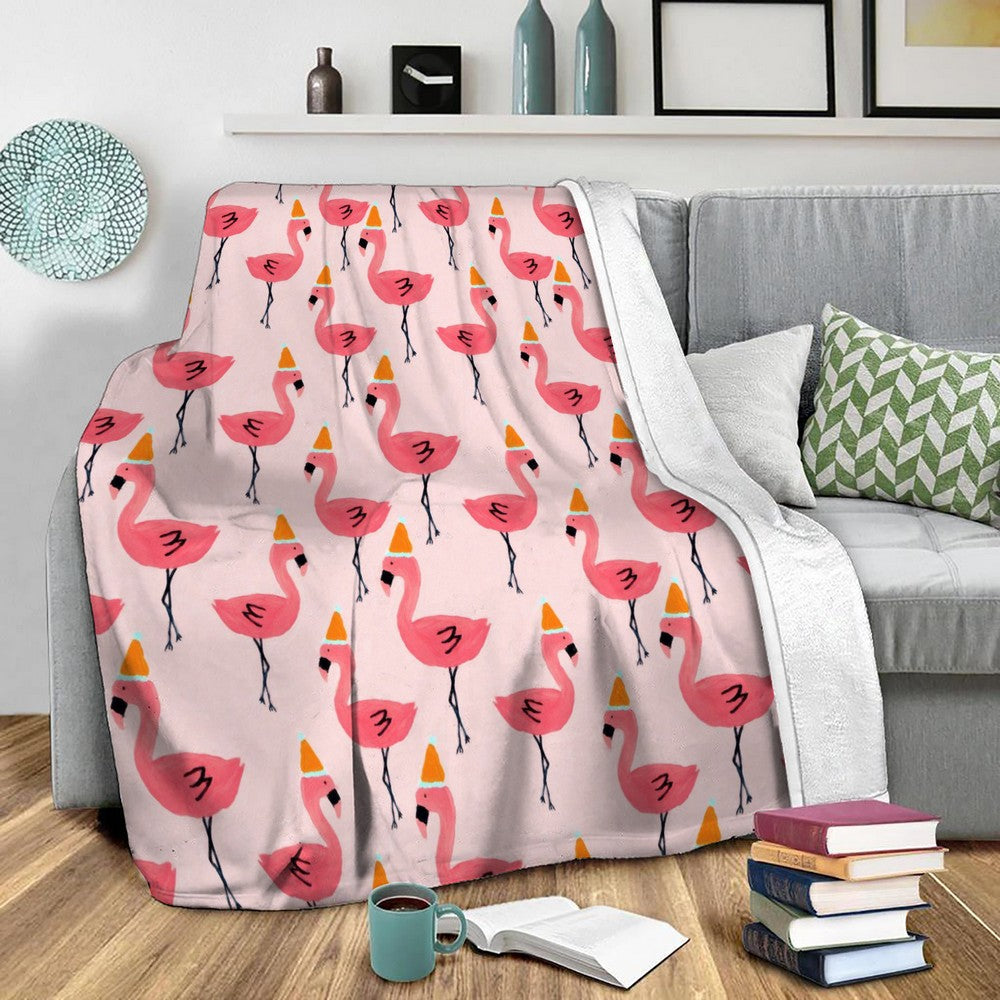 Flamingo Dance Party Fleece Throw Blanket