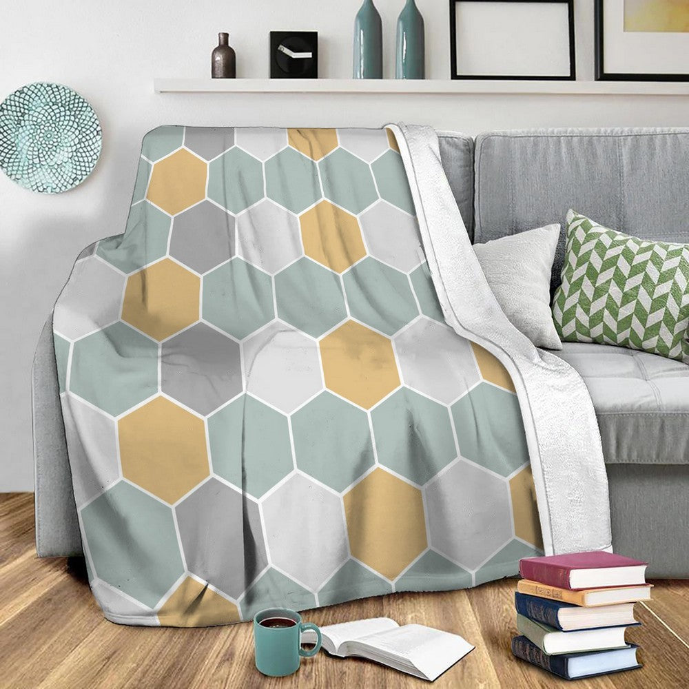 Honey Comb 3 Fleece Throw Blanket