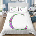 Floral Monogram Letter C Bedding Set (Duvet Cover & Pillow Shams)