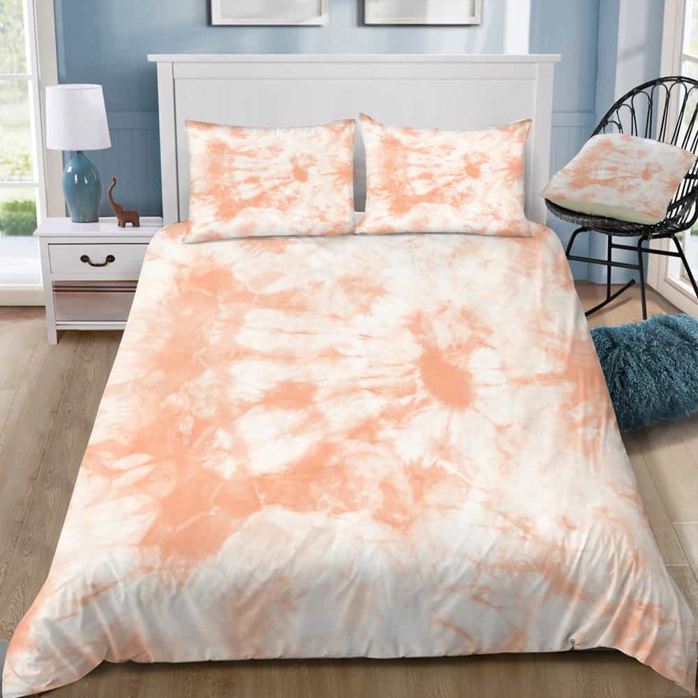 Tie Dye 3 Peach Bedding Set (Duvet Cover & Pillow Shams)