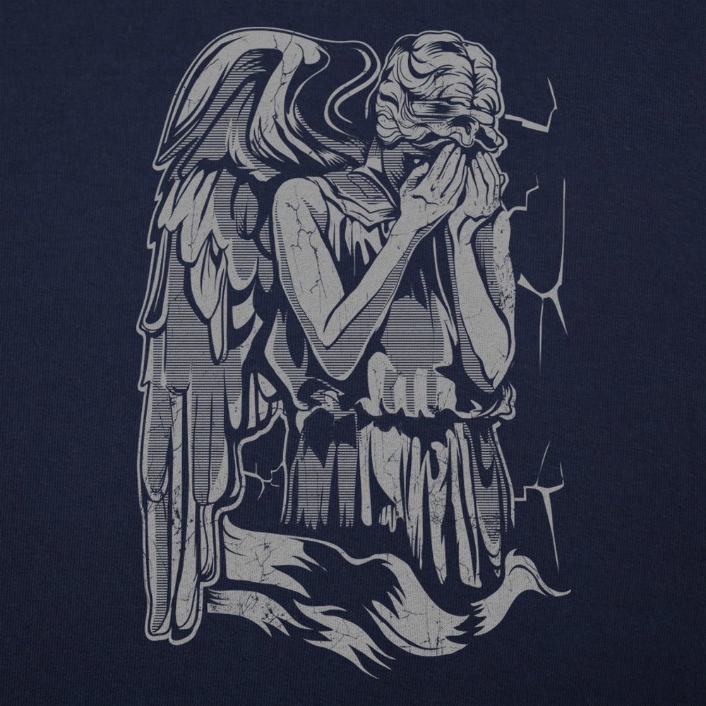 Angel Weeping Cracked Stone Statue Covering Its Face