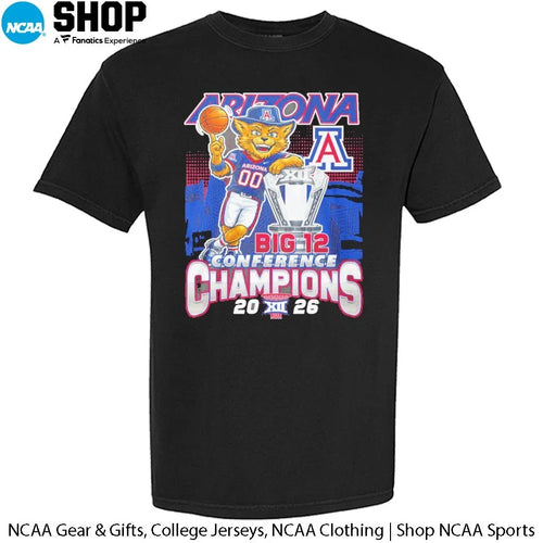 Arizona Wildcats Basketball 2026 Big 12 Conference Champions Mascot T-Shirt