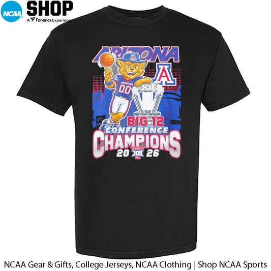Arizona Wildcats Basketball 2026 Big 12 Conference Champions Mascot T-Shirt