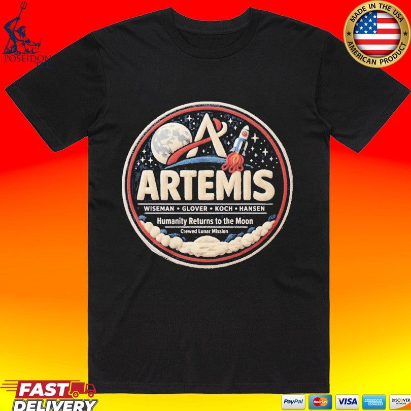 Artemis 2 Mission Faux Lunar Patch NASA T-shirt