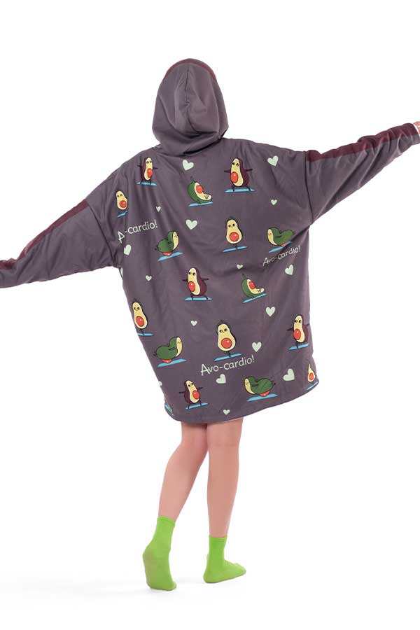 Avocado Hoodie Blanket Gray