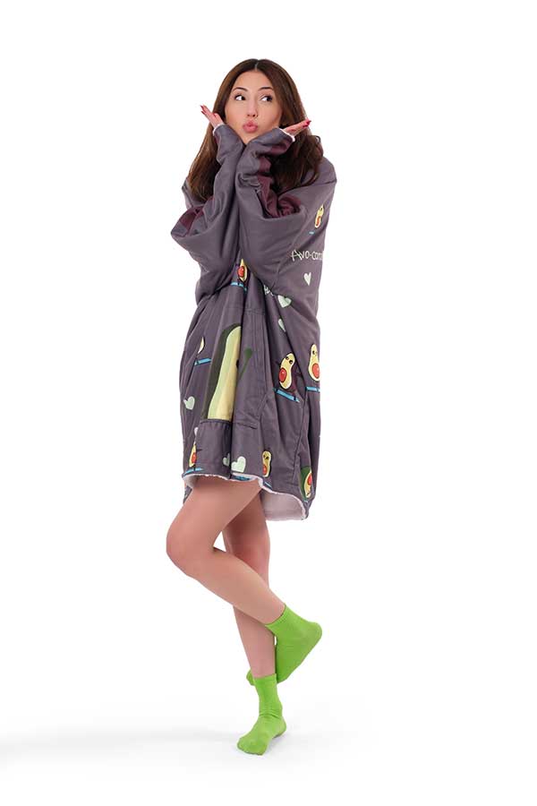 Avocado Hoodie Blanket Gray