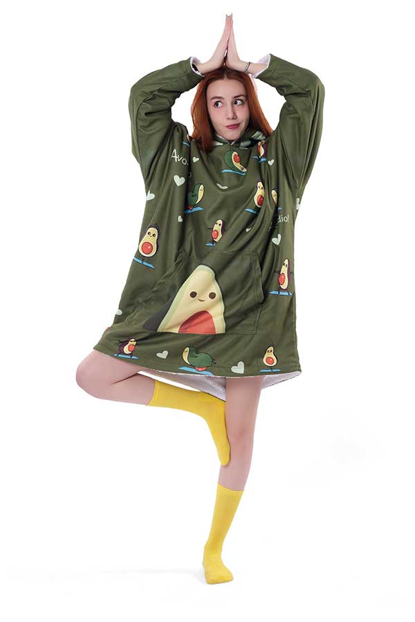 Avocado Hoodie Blanket Green