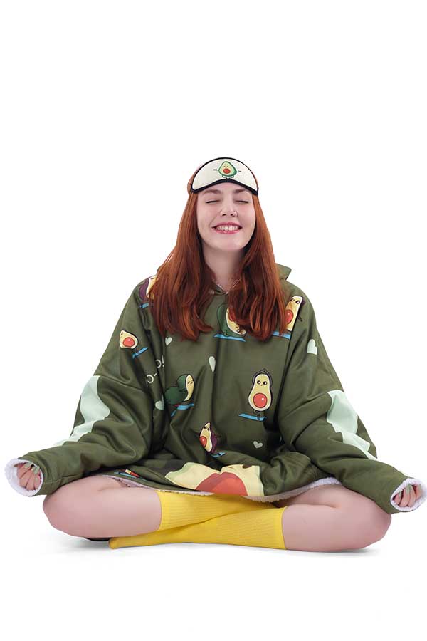 Avocado Hoodie Blanket Green