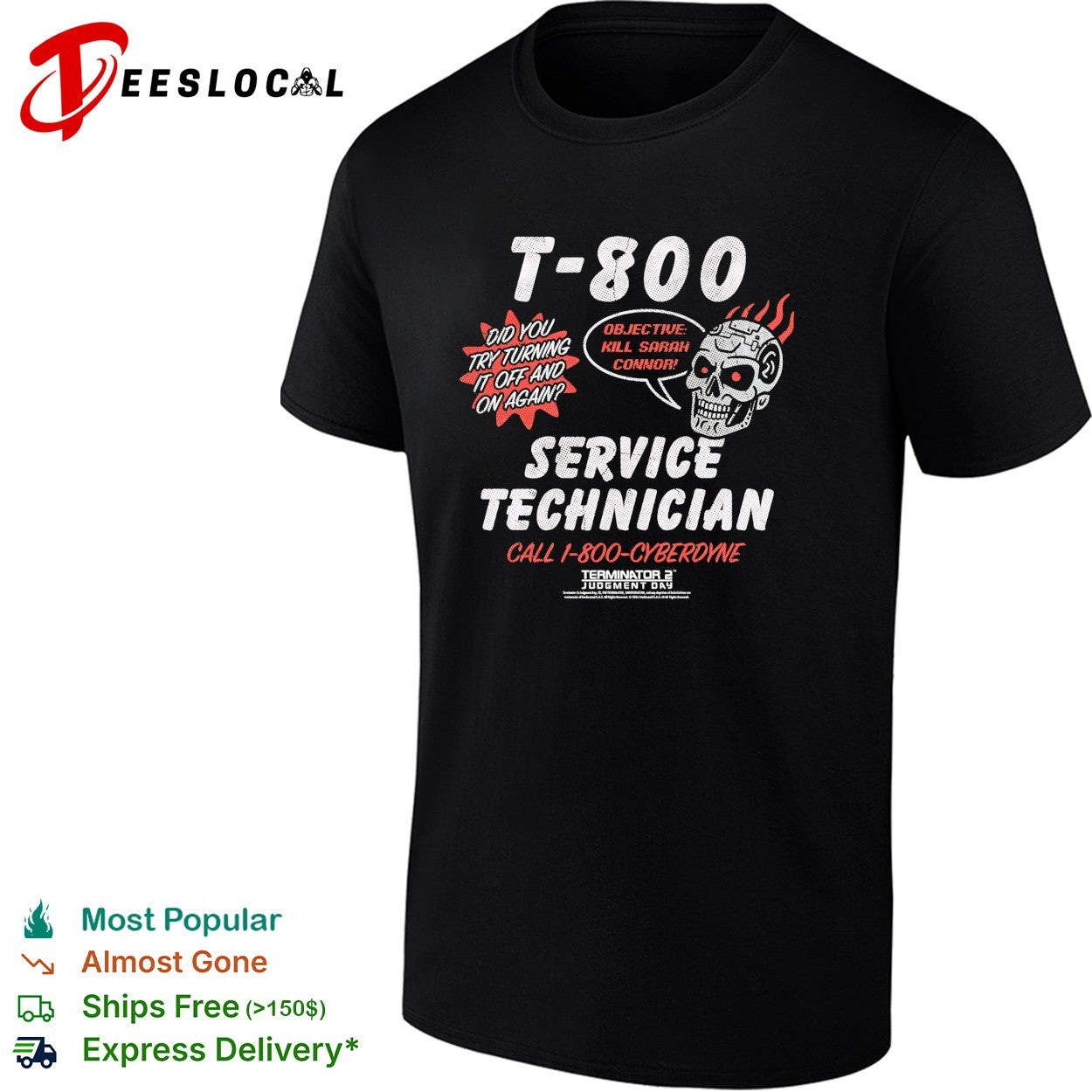 T-800 service technician Terminator 2 Judgment Day skull flames shirt