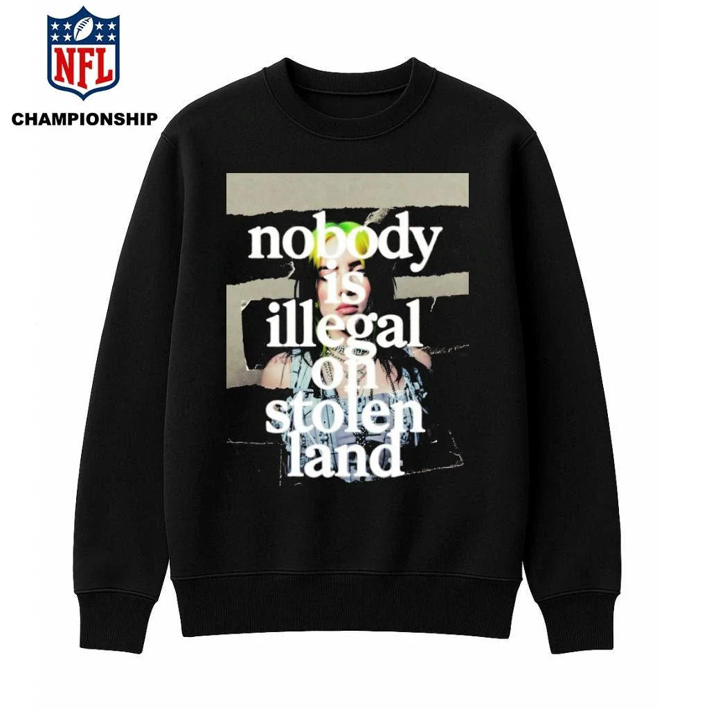 Billie Eilish At Grammys 2026 Nobody Is Illegal On Stolen Land Shirt