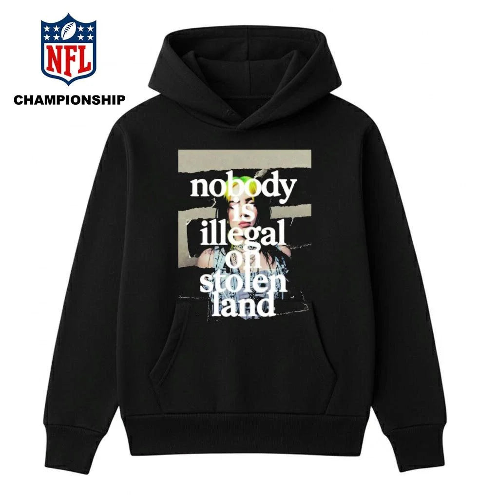 Billie Eilish At Grammys 2026 Nobody Is Illegal On Stolen Land Shirt