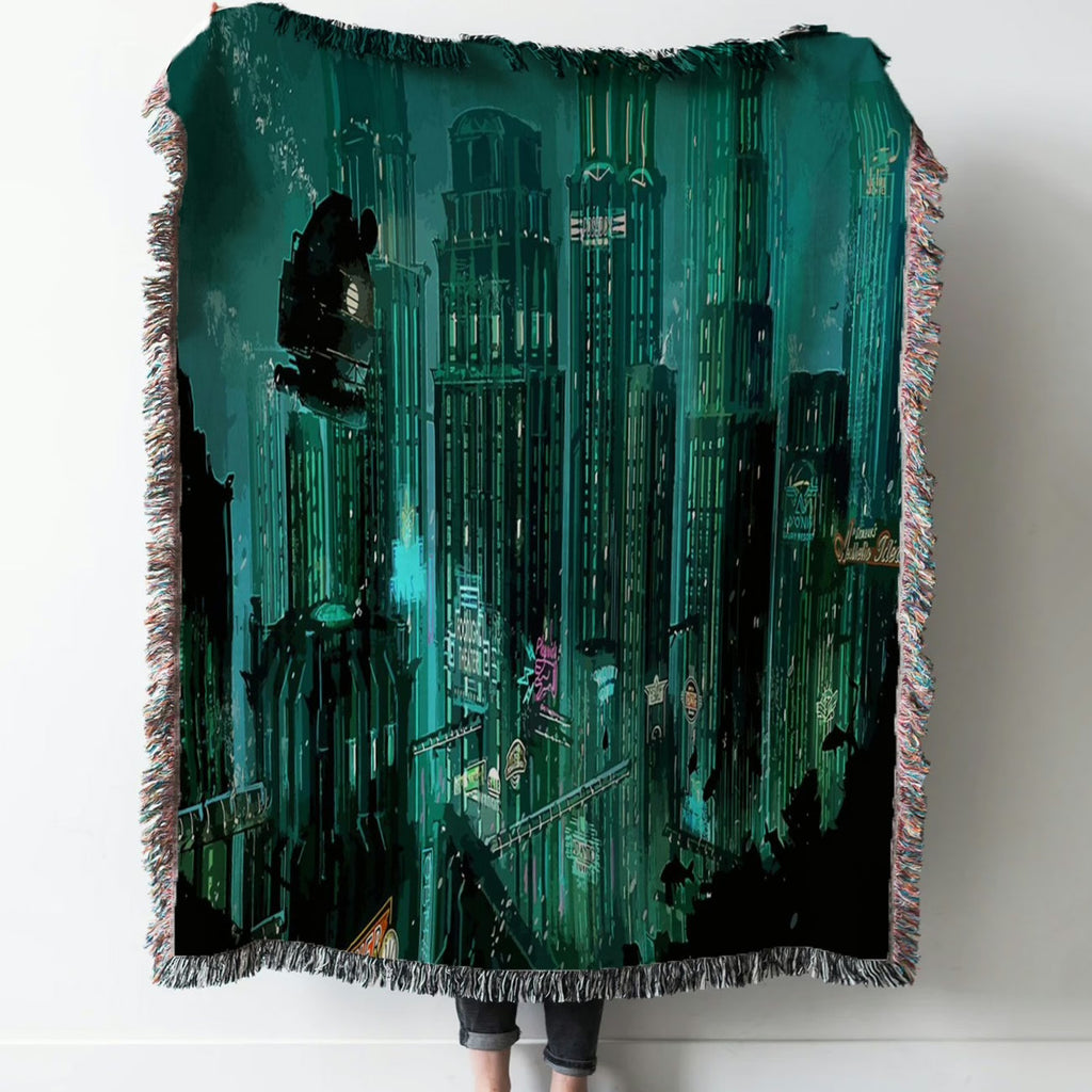 bioshock city of rapture Woven Tapestry Throw Blanket with Fringe