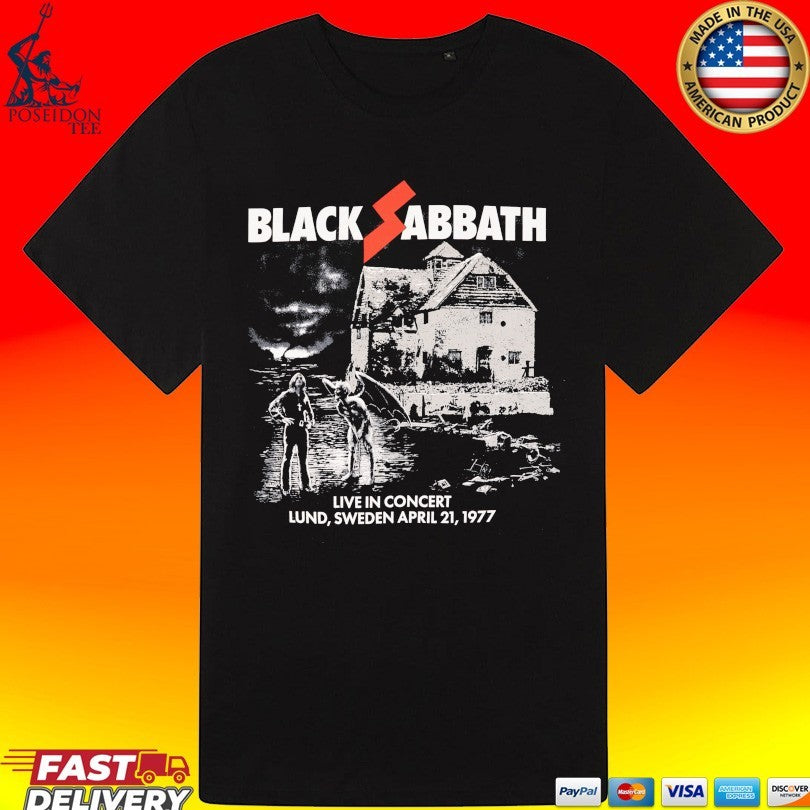 Black Sabbath Live In Concert Lund, Sweden April 21, 1977 Doomsday T-shirt