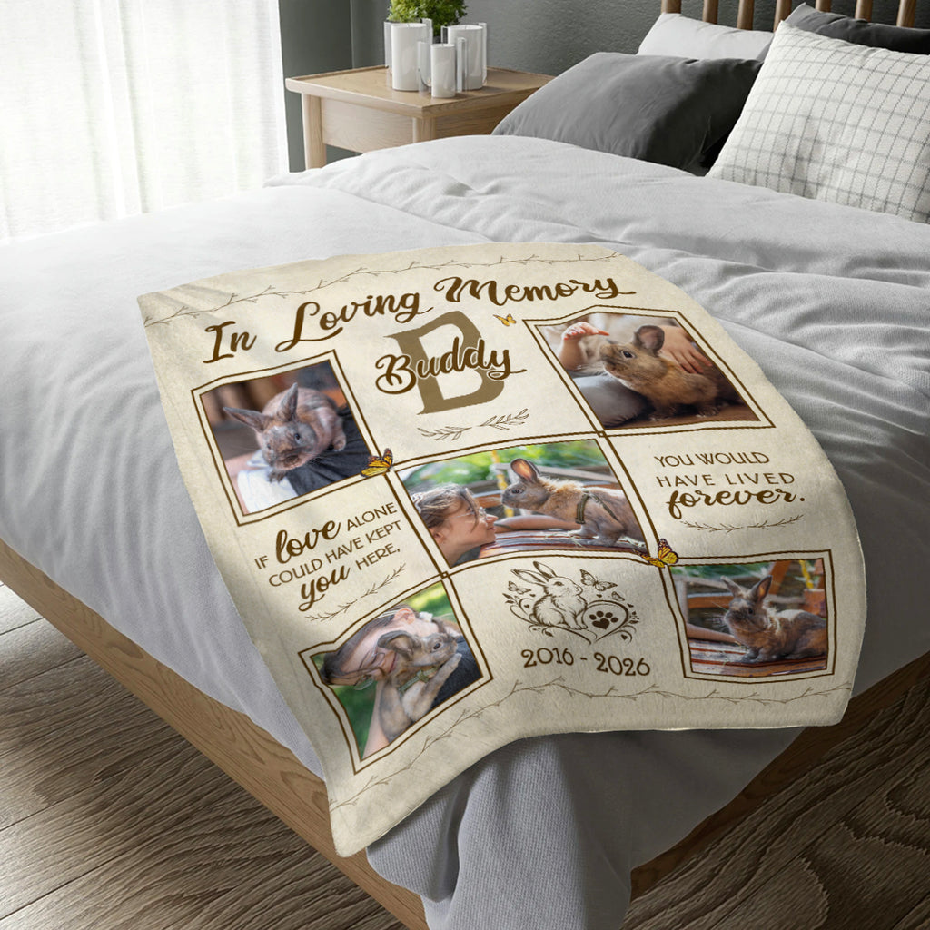 Rabbit Memorial Photo Blanket, Custom Rabbit Photo Collage Blanket, Rabbit Loss Remembrance Gift, Pet Memorial Gift, In Loving Memory Of Rabbit