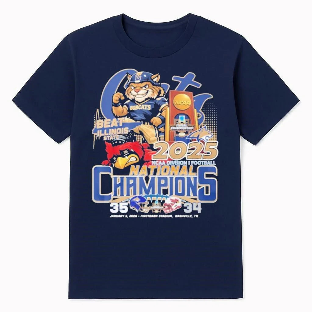 Bobcats Beat Illinois State 35-34 2025 National Champions Mascot Shirt
