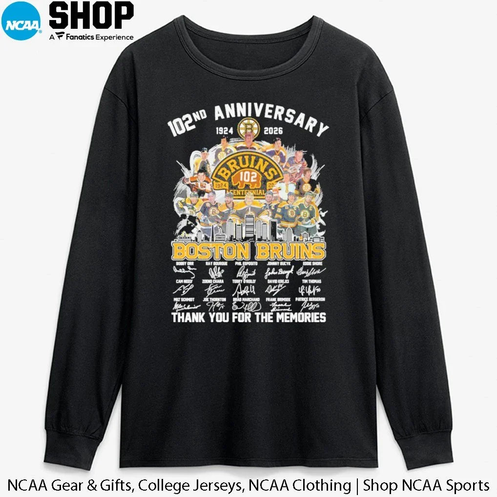 Boston Bruins 102nd Anniversary 1924-2026 Thank You For The Memories Signatures T-Shirt