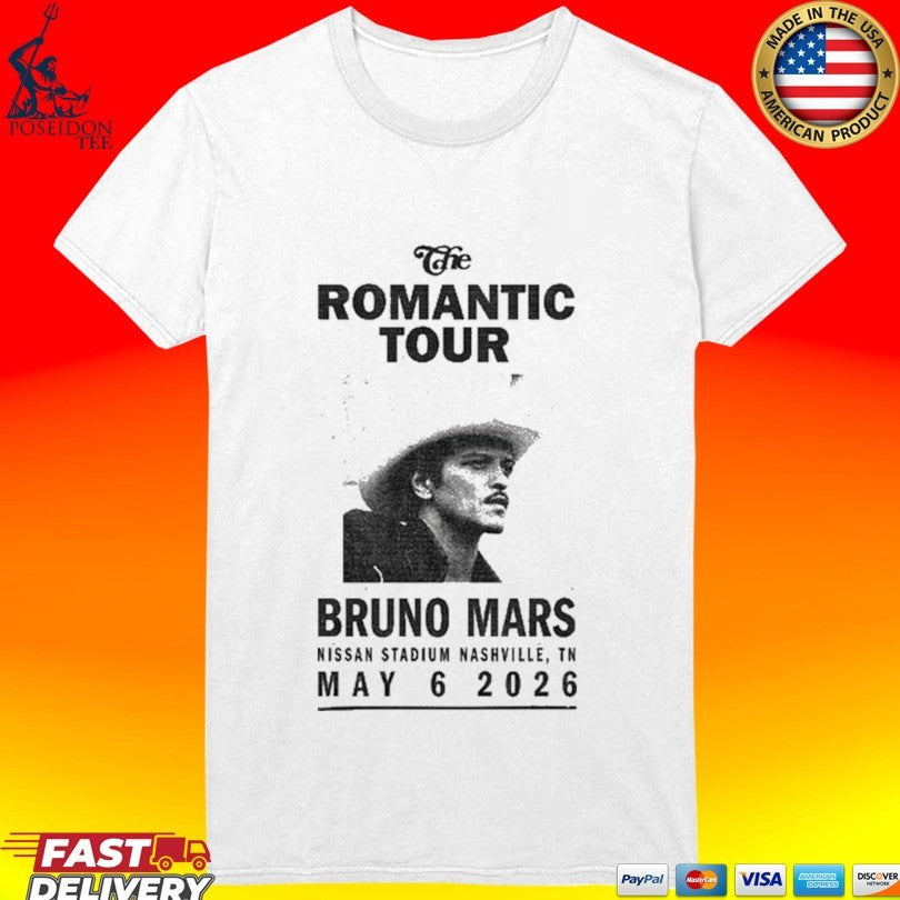 Bruno Mars Nashville 2026 The Romantic Tour T-shirt