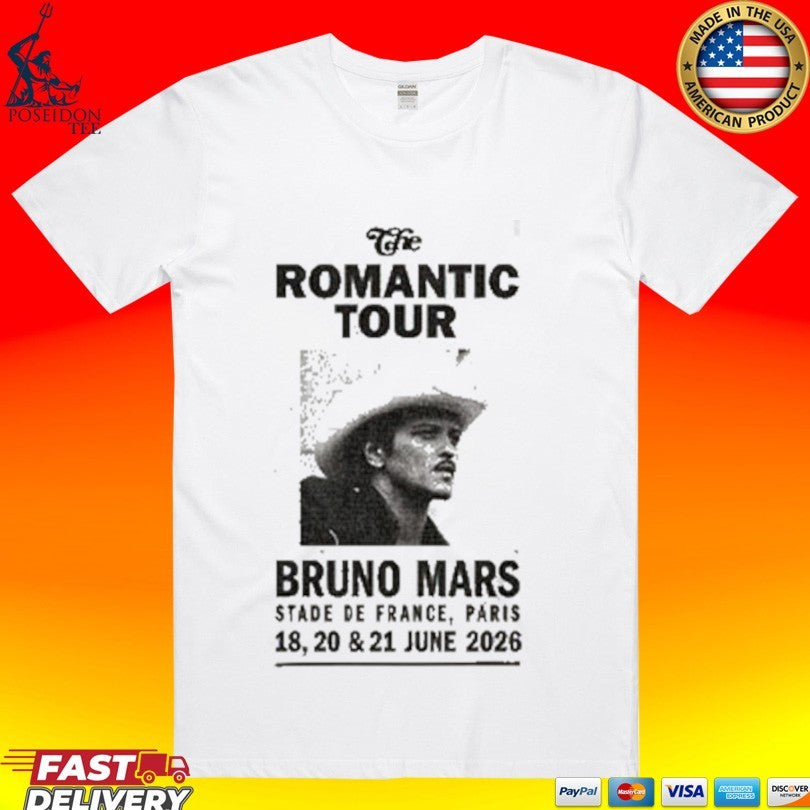 Bruno Mars The Romantic Tour June 18 20 21 2026 T-shirt