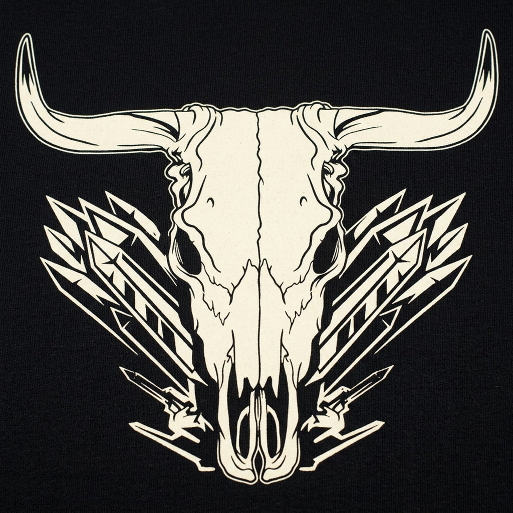 Bull Skull Western Tribal Feathers Graphic