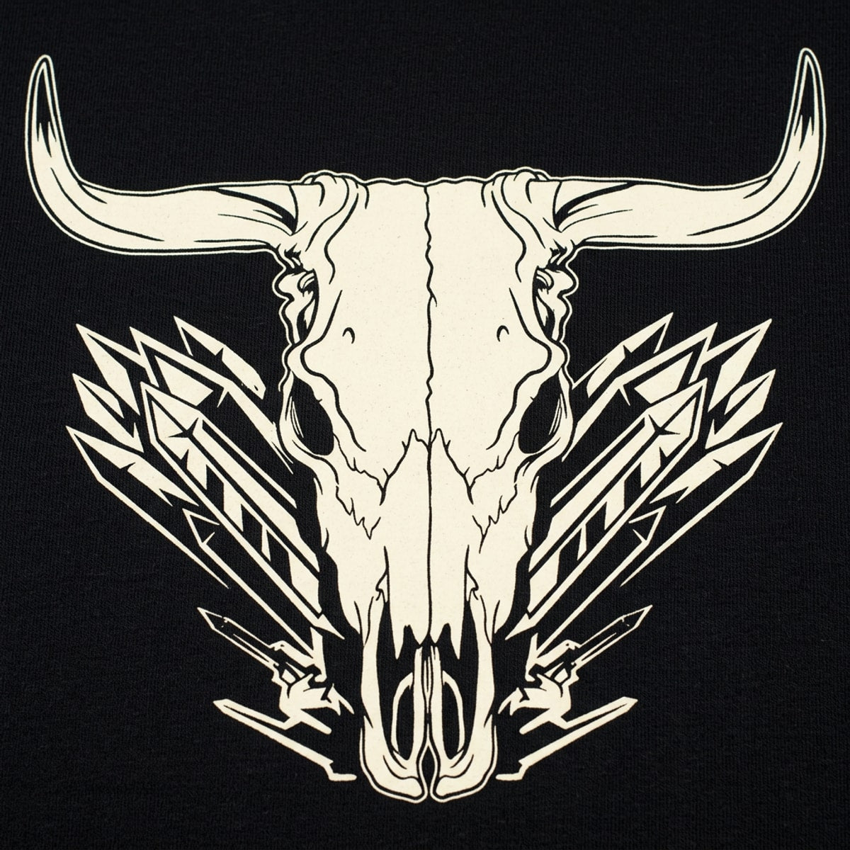 Bull Skull Western Tribal Feathers Graphic