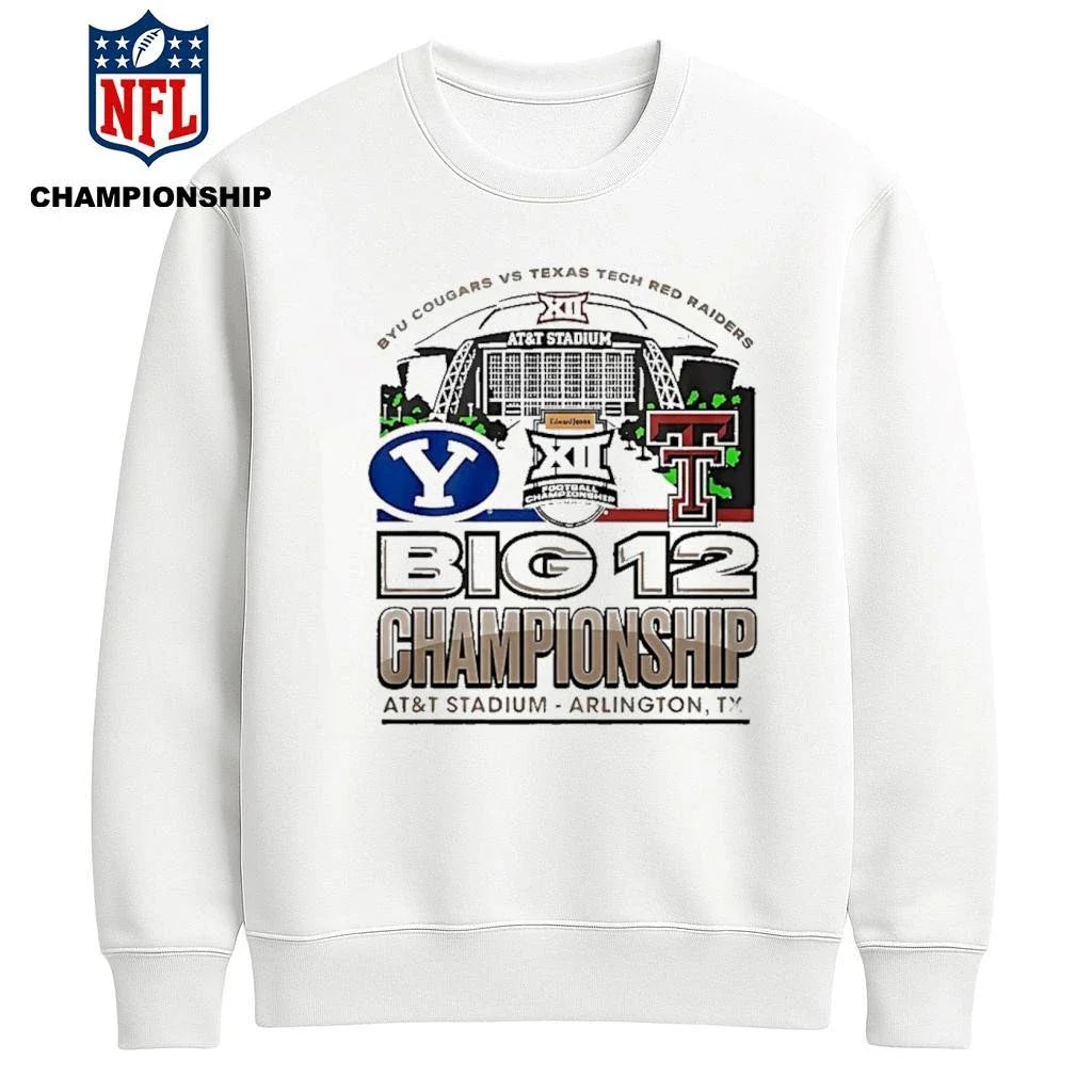 Byu Cougars Vs Texas Tech Red Raiders 2025 Big 12 Football Championship Att Stadium Shirt