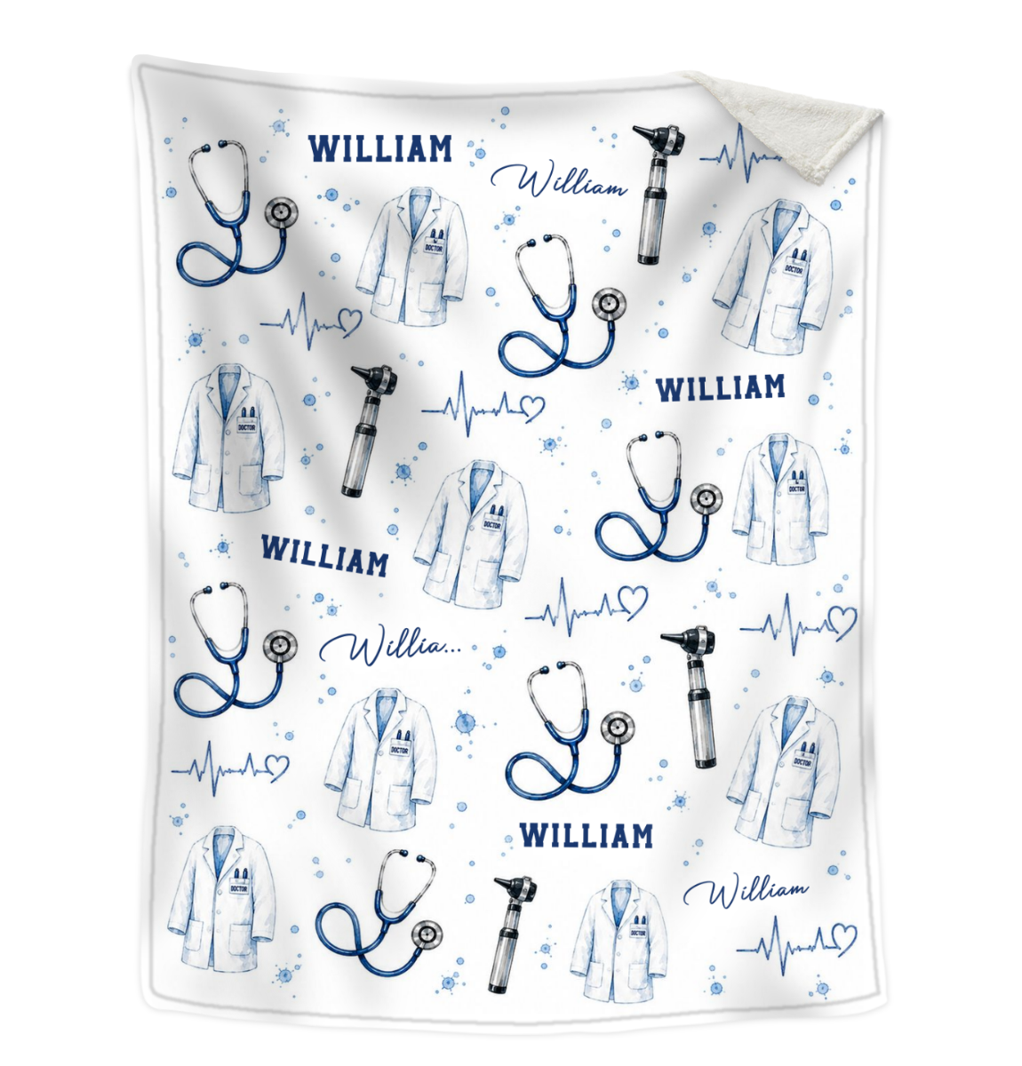 Personalized Doctor Blanket, Custom Medical Student Gift, Doctor Graduation Gift, Stethoscope Fleece Throw, Future Doctor MD Gift