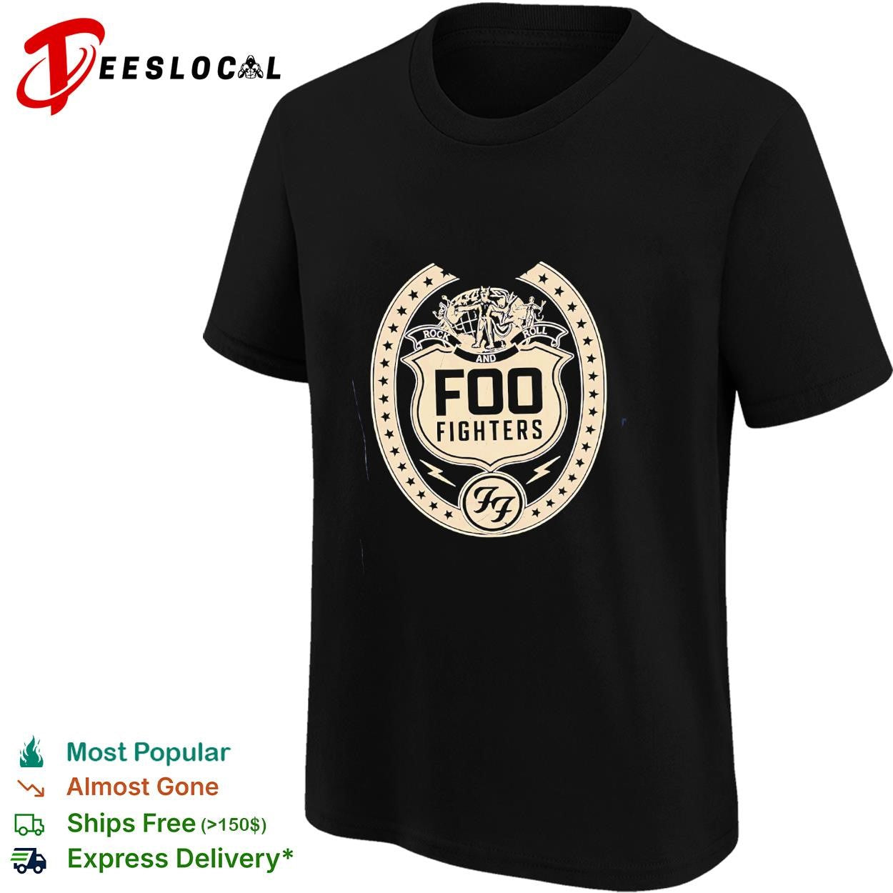 Foo Fighters rock and roll crest badge logo embroidered patch graphic shirt