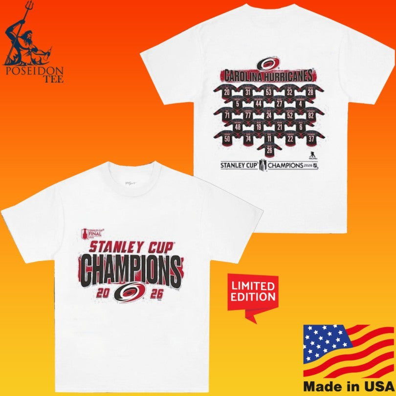 Carolina Hurricanes 2026 Stanley Cup Champions Roster Jersey T-shirt