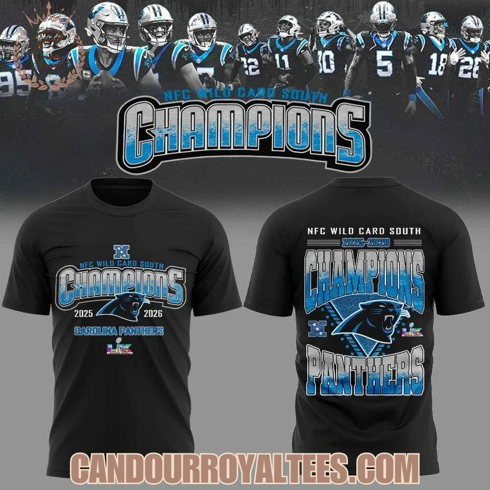 Carolina Panthers NFC Wild Card South Champions 2025-2026 Black 2 Sides Shirt