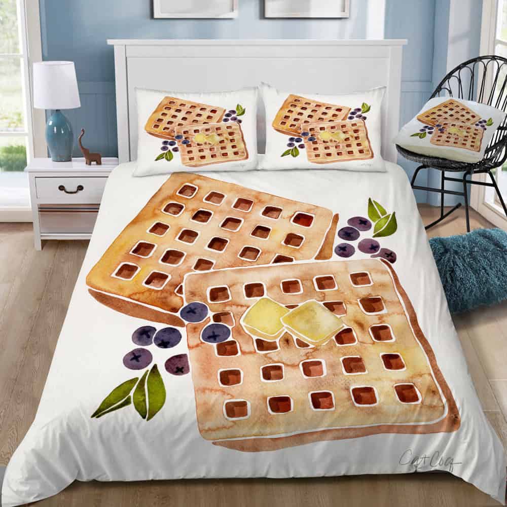 Blueberry Waffles Bedding Set (Duvet Cover & Pillow Shams)