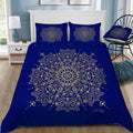 Moroccan Mandala Gold Navy Bedding Set (Duvet Cover & Pillow Shams)