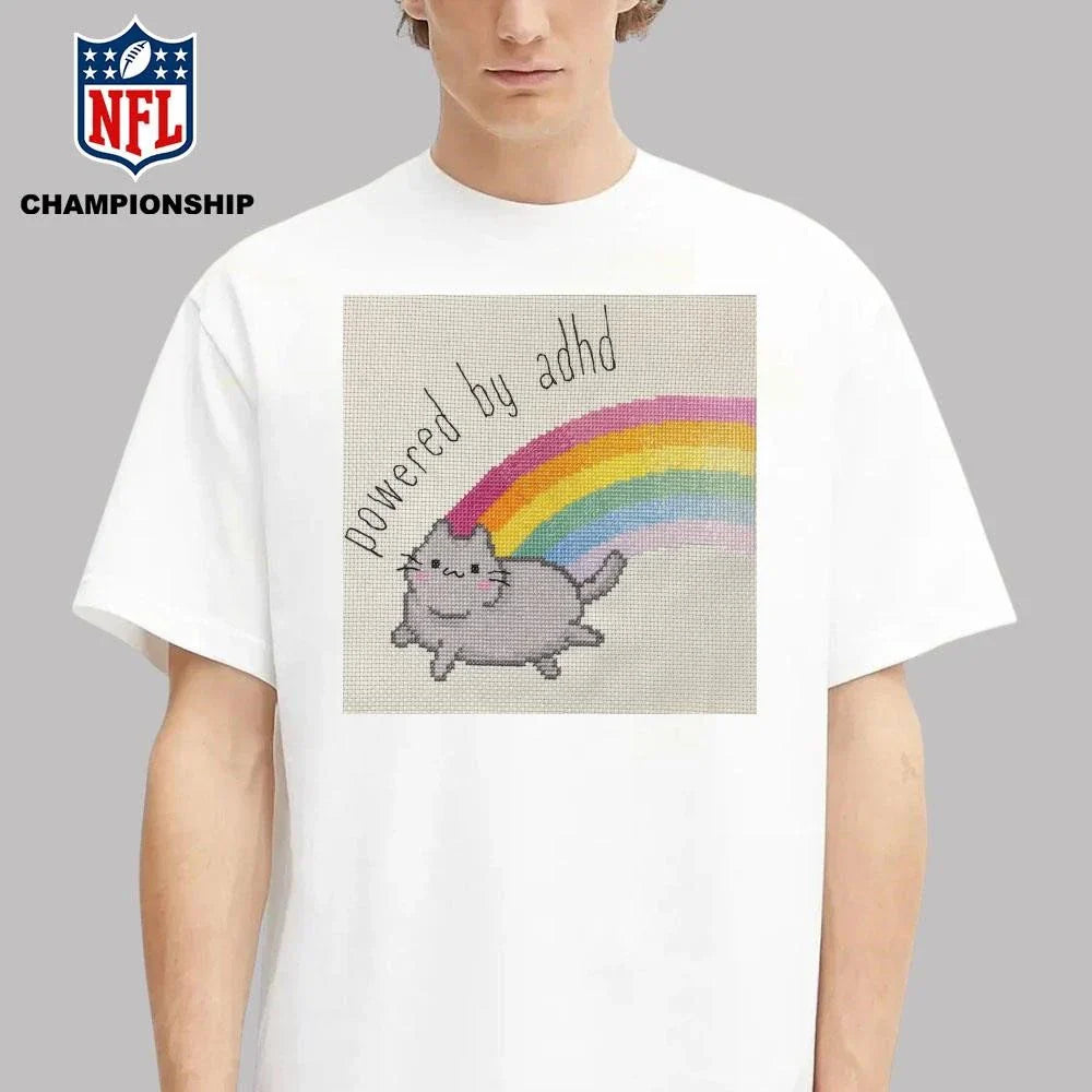 Cat Powered By Adhd Rainbow Shirt