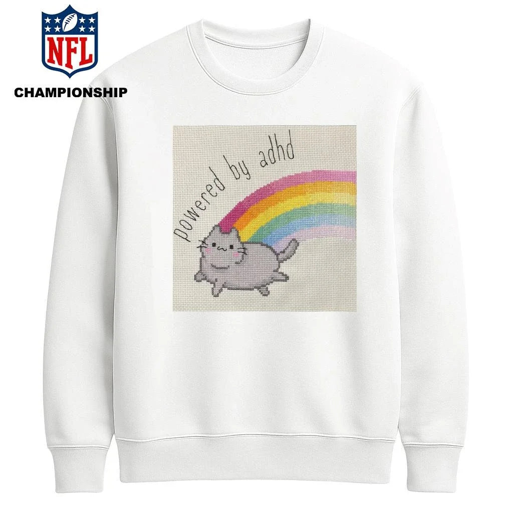 Cat Powered By Adhd Rainbow Shirt