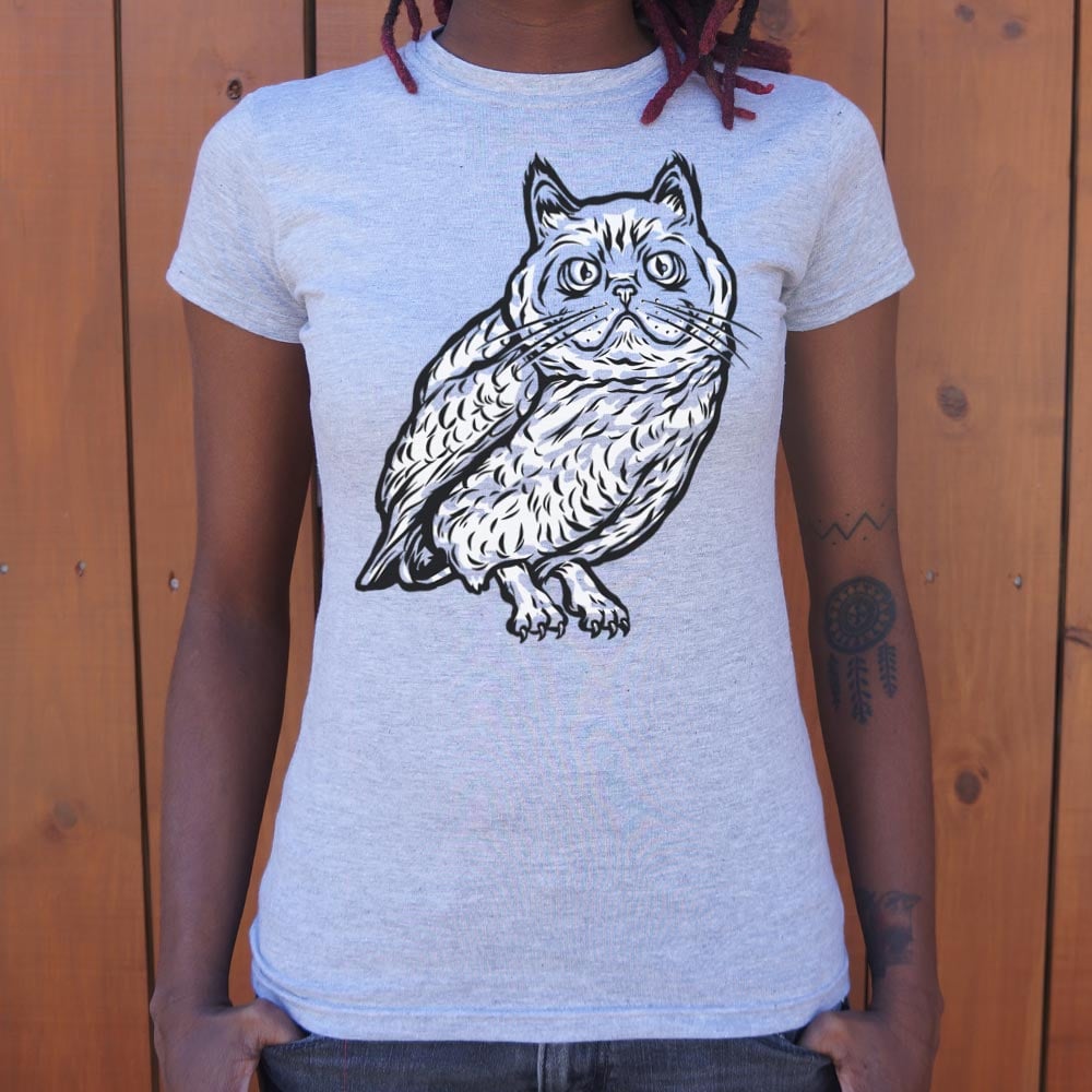 Cat Owl Hybrid Creature with Cat Head and Owl Body
