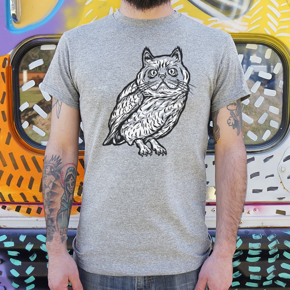Cat Owl Hybrid Creature with Cat Head and Owl Body