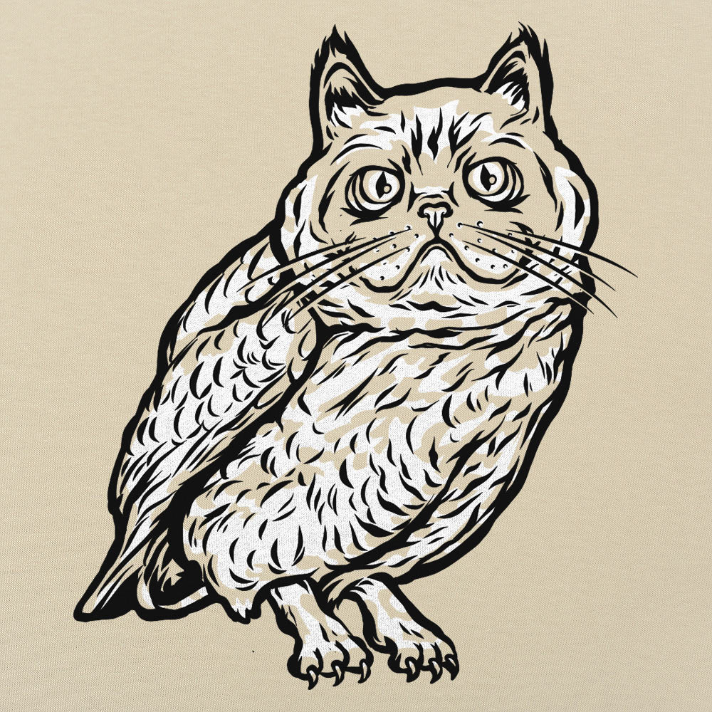 Cat Owl Hybrid Creature with Cat Head and Owl Body