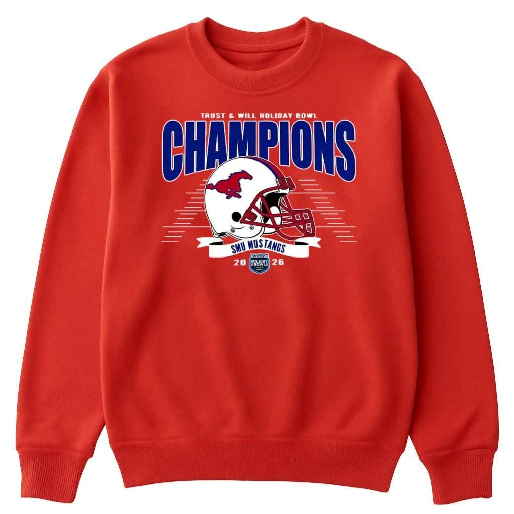 Champions 2026 Holiday Bowl Celebrate SMU Mustangs Football Champions 2026 Trust And Will Holiday Bowl Shirt