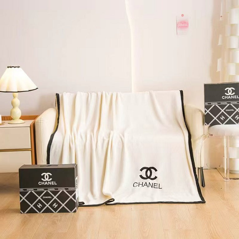 chanel white throw blanket 971