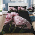 Peony On Black Bedding Set (Duvet Cover & Pillow Shams)