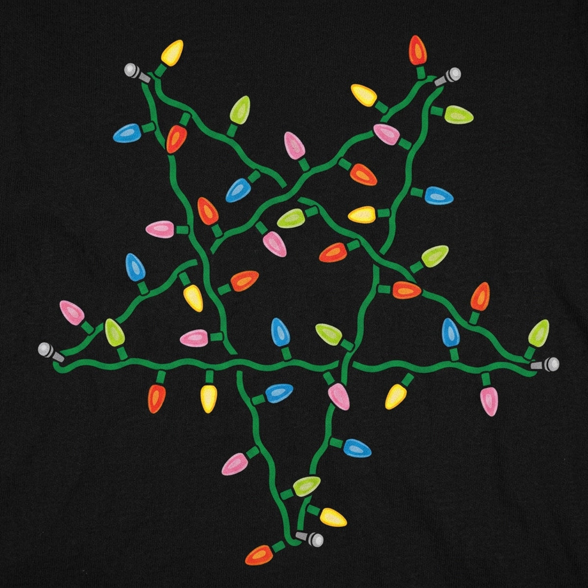 Christmas Pentagram Made of String Lights