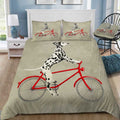 Dalmatian On Bicycle Bedding Set (Duvet Cover & Pillow Shams)
