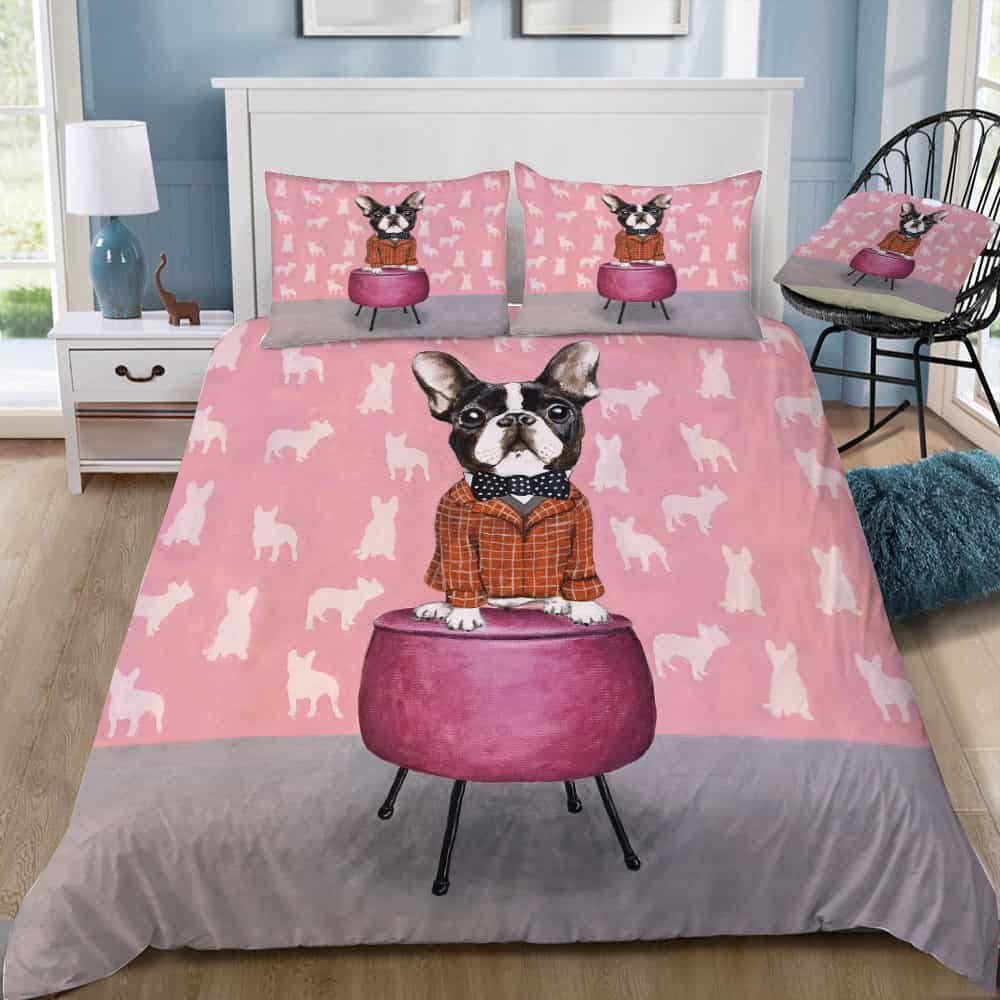 French Bulldog On Pouffe Bedding Set (Duvet Cover & Pillow Shams)