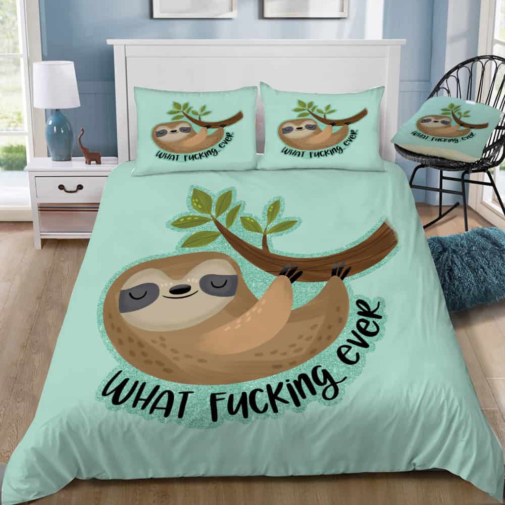 Sloth Says Whatfuckingever Bedding Set (Duvet Cover & Pillow Shams)