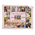 20th Anniversary Photo Blanket, Personalized Wedding Anniversary Gift for Parents, 20 Years of Marriage Couple Blanket, Custom Wedding Anniversary Keepsake