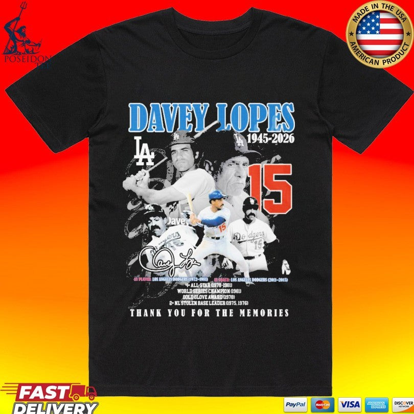 Davey Lopes Los Angeles Dodgers 1945 2026 Thank You For The Memories Legend T-shirt
