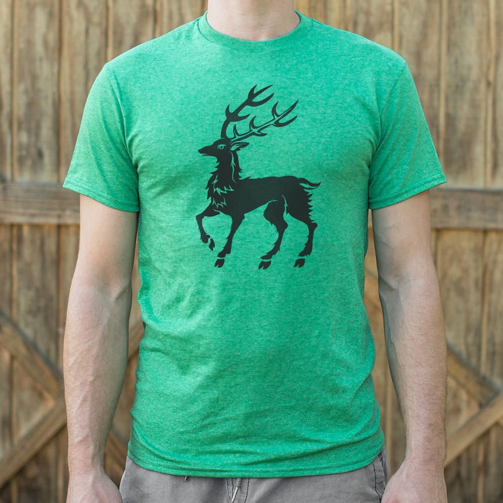 December Stag Prancing Deer Silhouette with Antlers