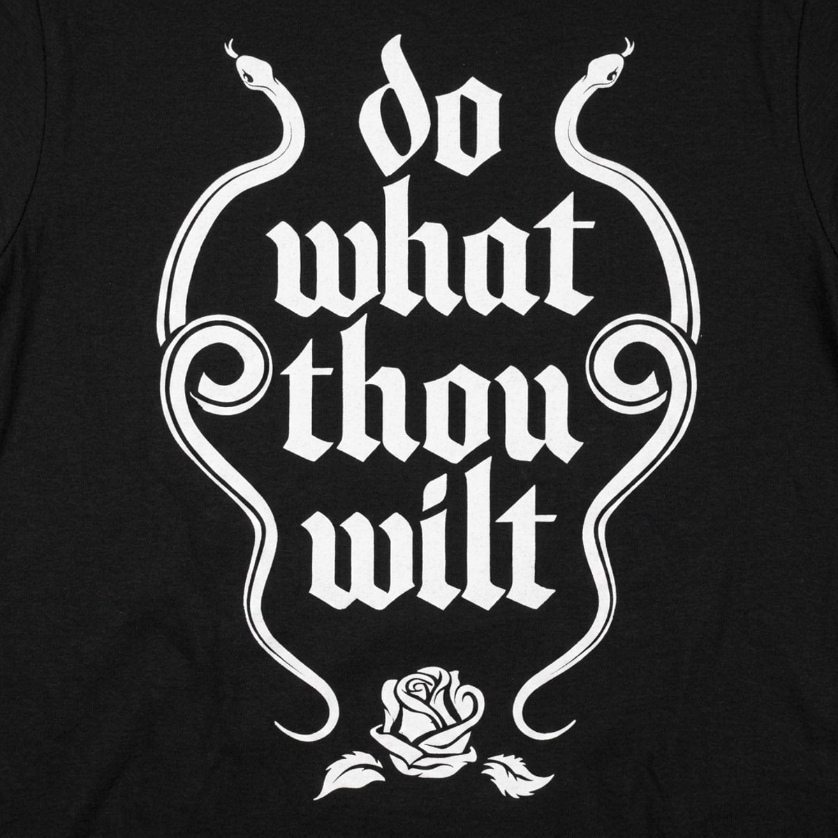 Do What Thou Wilt Twin Snakes and Rose Gothic Quote