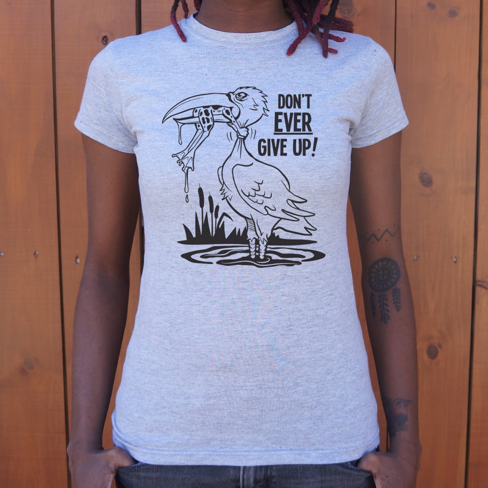 Don't Ever Give Up Stork Eating Frog