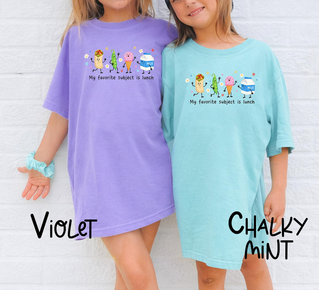 Favorite Subject Lunch Back School Comfort Colors School Lunch Food Tee First Day School (4)