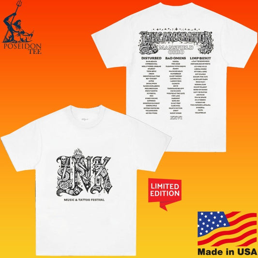 Dwp Inkcarceration Music And Tattoo Festival Line Art T-shirt